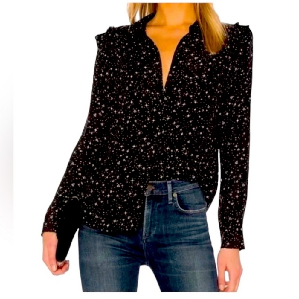 FRAME Silk Blouse size M with allover diamond-print